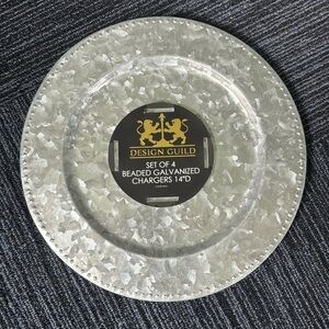 Beaded Galvanized Chargers 14” D set of 4 Design Guild